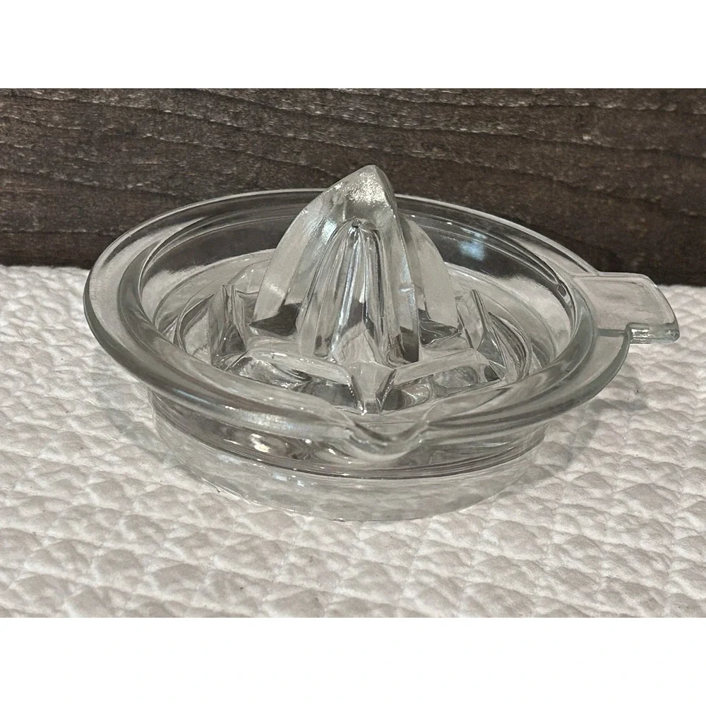 Vintage Clear Glass Lemon Lime Orange Citrus Juice Maker Reamer Juicer Topper 5